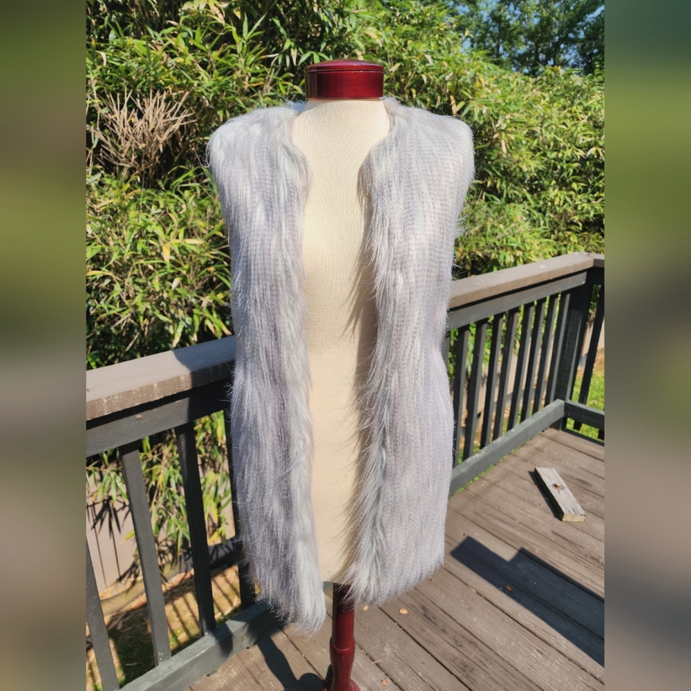 Gray Faux Fur Vest